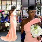 Модные длинные платья подружки невесты на одно плечо 2022 платье с юбкой-годе со шлейфом Африканское нигерийское платье для гостей свадебной вечеринки платья