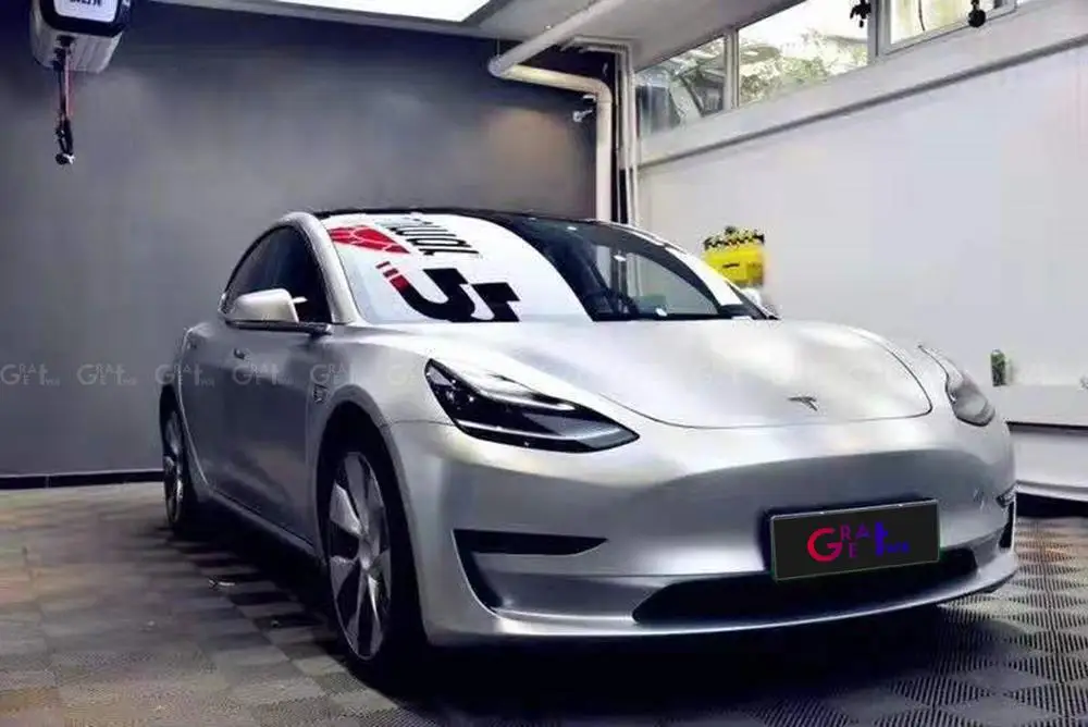 Premium Lightning Satin Metallic Silver Vinyl Wrap Film Frozen Car Foil For Sticker FAMEWILL Air Free 1.52x20M/Roll | Автомобили и