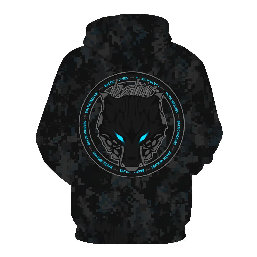 

CNUUIKOOEK Sweatshirts Men's 3D Digital Wolf Pattern Printed Hooded Pocket Pullover Hoody Fashion Hooded Men's Hoodies