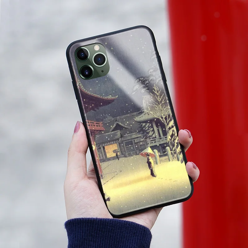 Японский эстетический Ukiyo-e мягкий силиконовый чехол для телефона из закаленного
