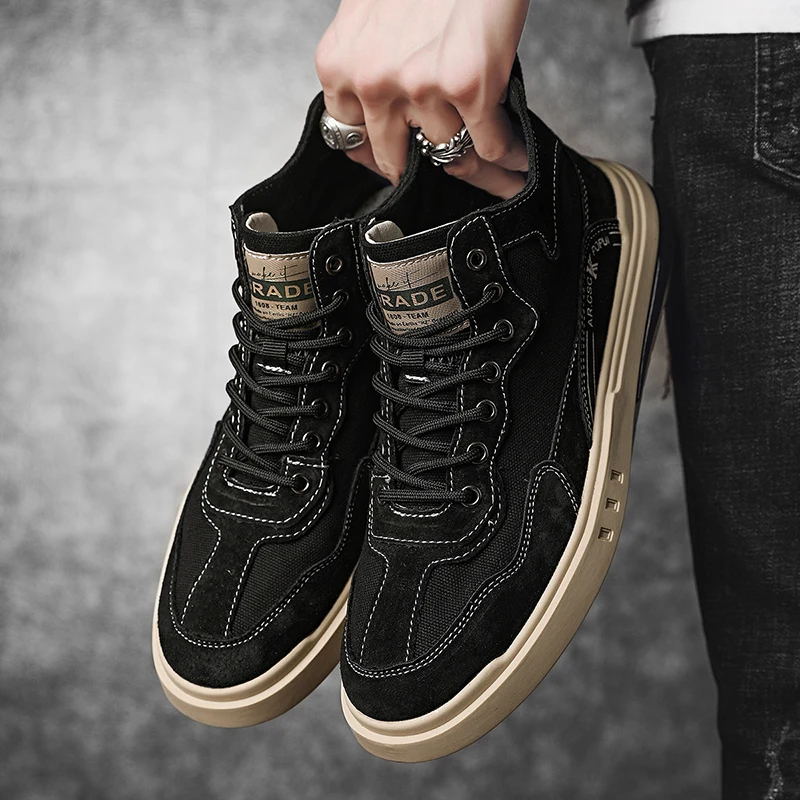 Online Musim Semi/Musim Gugur 2021 Alas Kaki Fashion Pria Atasan Tinggi Sepatu Kasual Flat Pria Sneakers Kasual Desainer Sepatu Jalan Kulit Pria