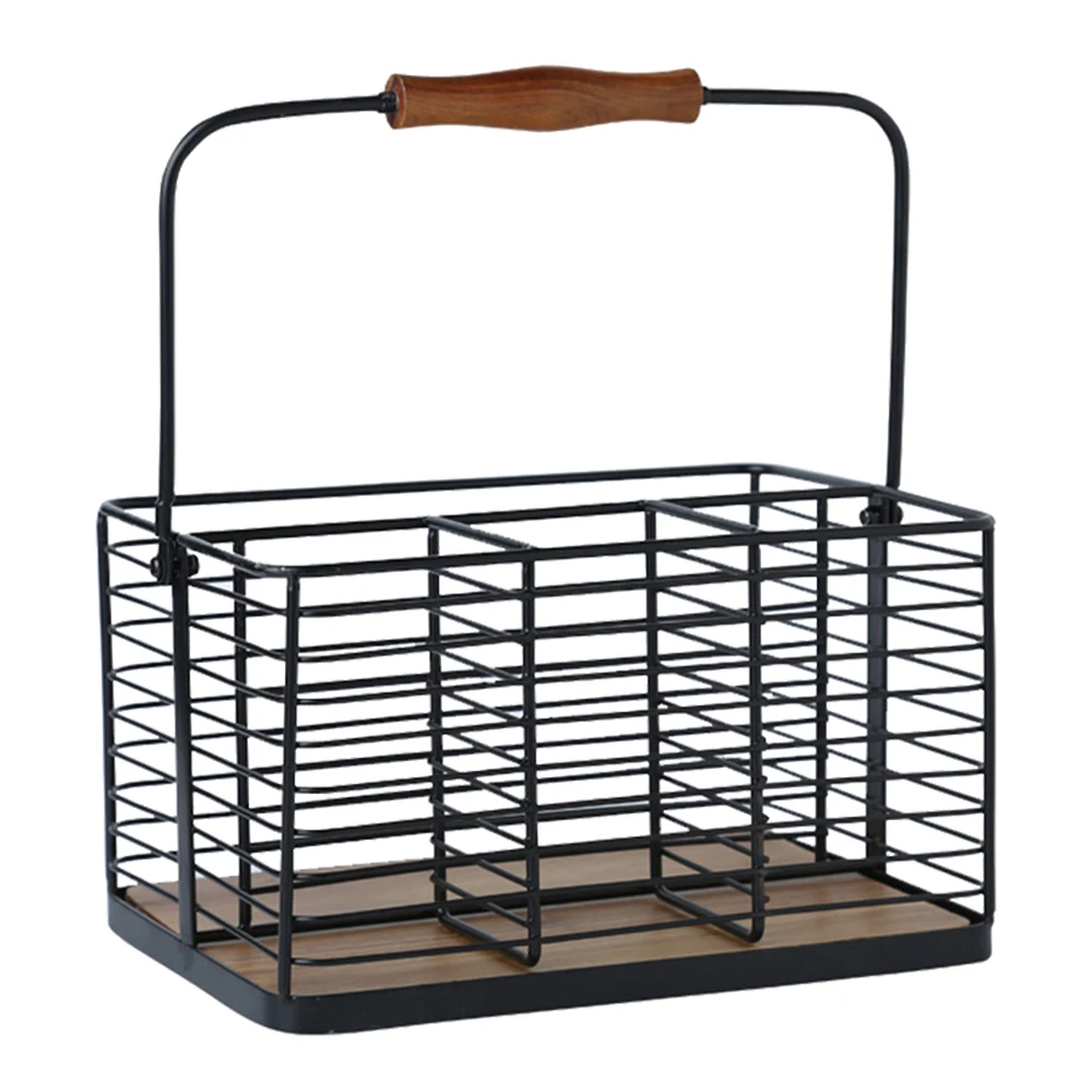 

Multifunctional Storage Basket Home Decor Basket Tableware Organizer Desktop Cosmetic Black Shelf