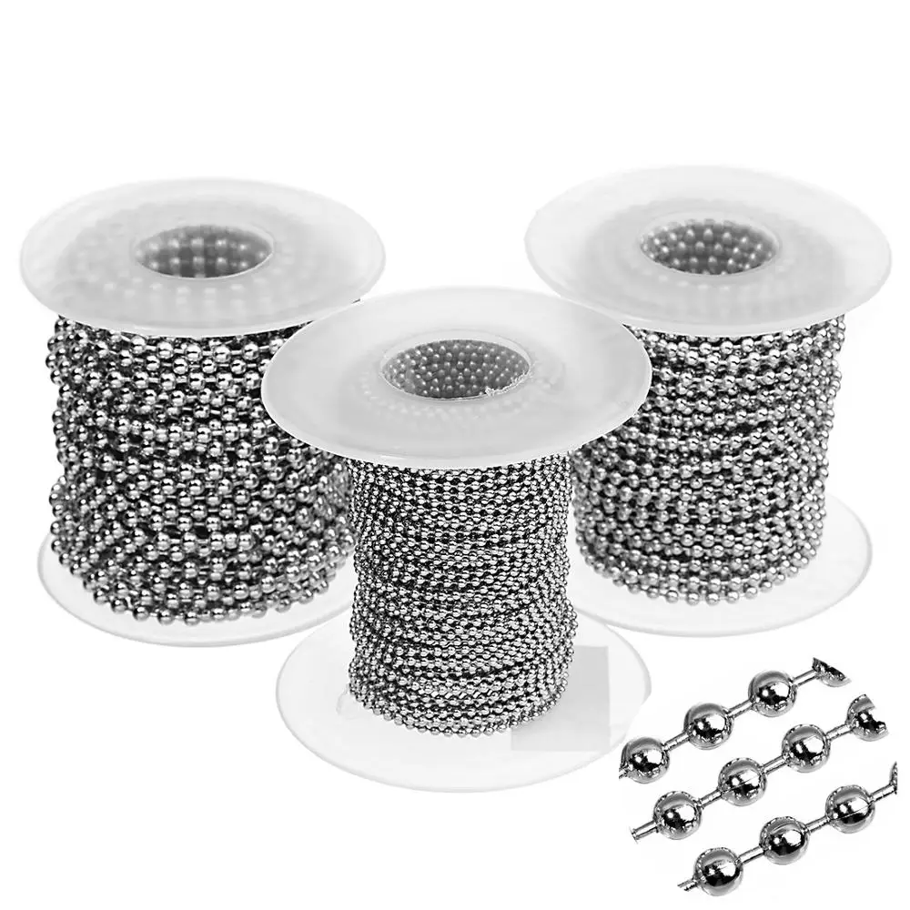 10Meters 1.5mm 2mm 2.4mm 3mm Silver Color Stainless Steel Metal Ball Chain For Jewelry Making DIY Crafts Findings