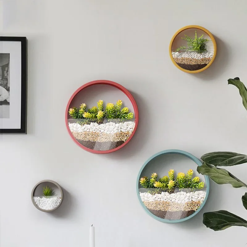 Современная прозрачная стеклянная настенная ваза в скандинавском стиле