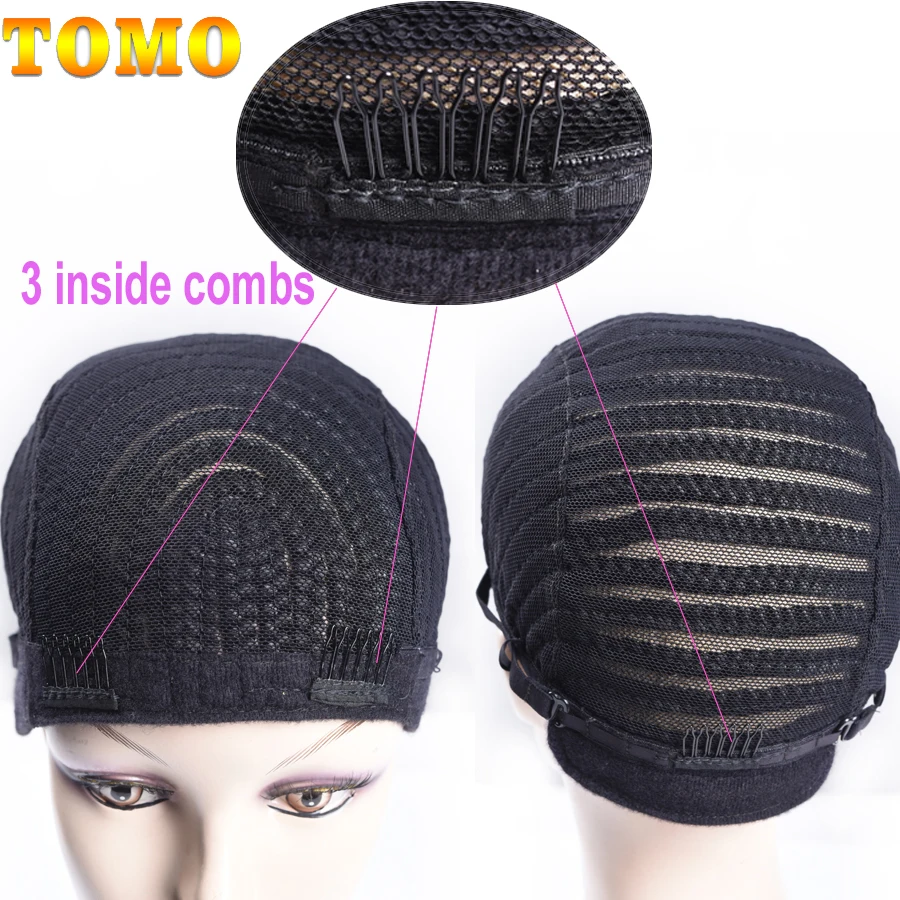 

TOMO Braided Wig Caps Breathable Adjustable Straps Crochet Cornrows Wig Caps with 3 Combs for Making Wigs Durable Stable