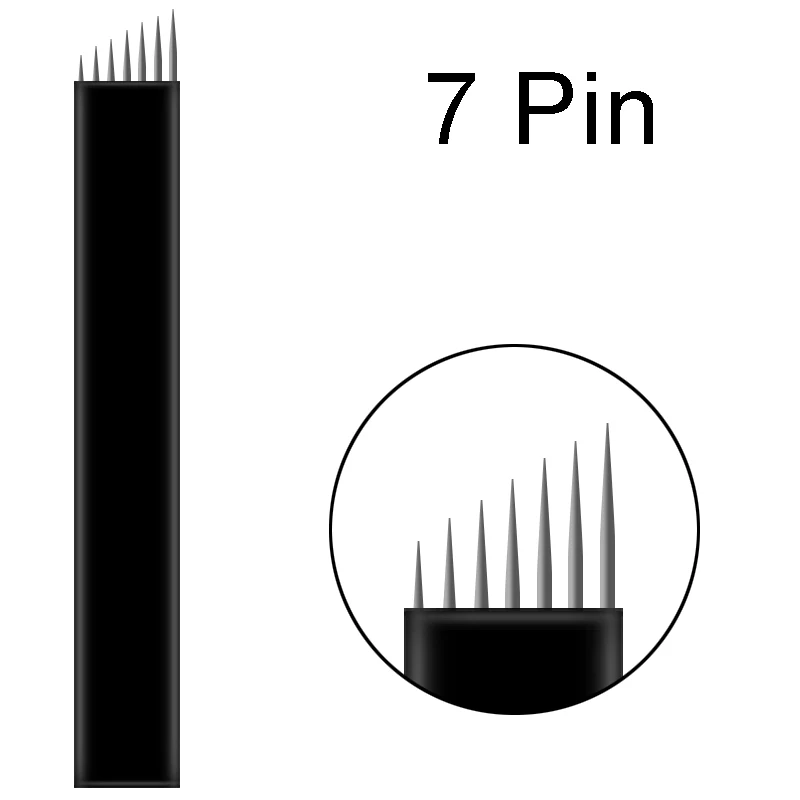 7pin 0.18mm 50 шт 0,18 мм микроблейдинг иглы 12 14 16 18 pin u-образный Перманентный макияж бровей Иглы татуировки лезвия для 3D ручки для вышивки - Габаритные размеры: 7pin 0.18mm