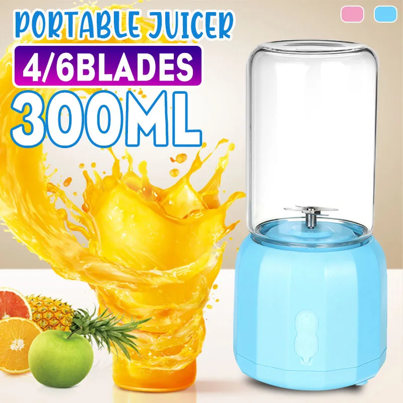 

300ml Portable Blender Cup USB Mixer Electric Juicer Machine Smoothie Blender Mini Food Processor Personal Fruit Squeezer Juicer