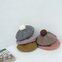 2021 autumn winter new children pumpkin hat boys girls cute stripe keep warm 5 color knitted berets