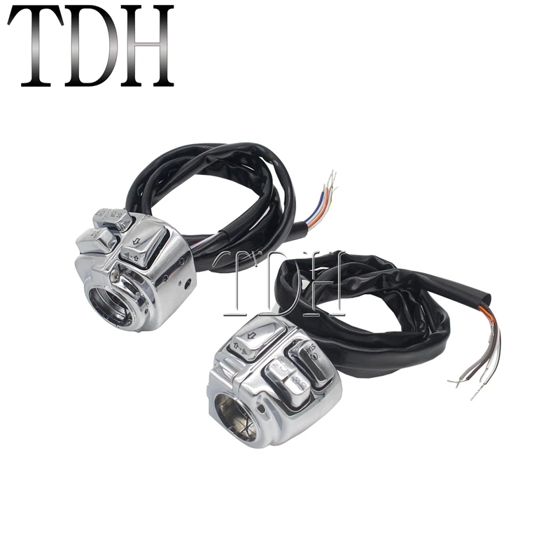 Хромированные алюминиевые переключатели на руль 1 дюйм с жгутом проводов 45