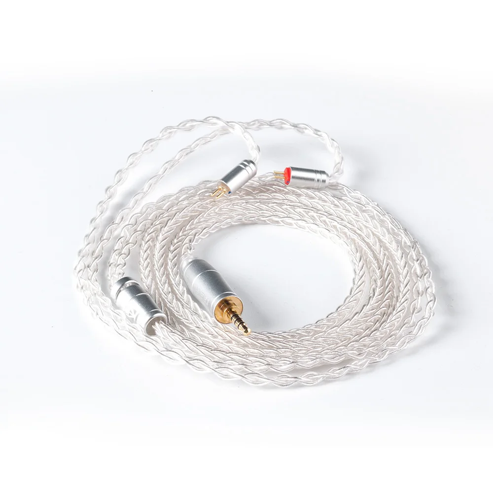 KBEAR 8 Core Upgraded Silver Plated Balanced Cable 2.5/3.5/4.4MM With MMCX/2pin/QDC Connector For KZ ZS10 ZSN Pro C12 ZSX BL-03