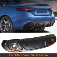 pp car rear bumper diffuser lip spoiler with exhaust for alfa romeo giulia sedan 4 door 2016 2020 quadrifoglio ti rear diffuser