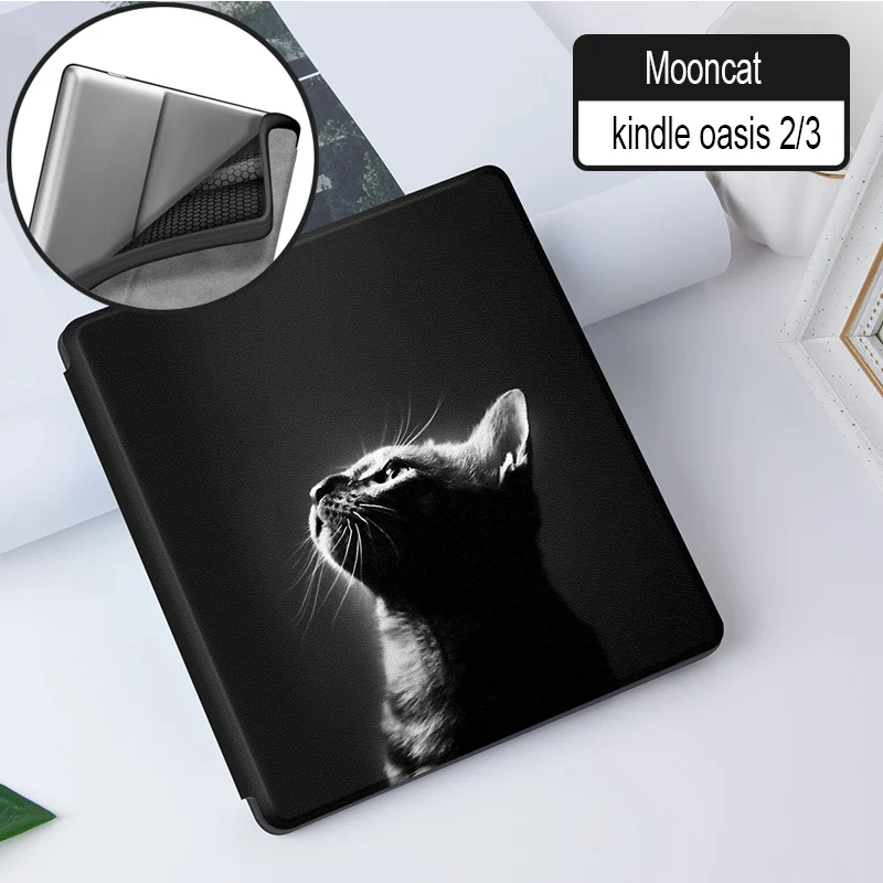 Ультратонкий Мягкий Магнитный чехол для " Kindle Oasis 2/3(& Release) eReader для Kindle Oasis / Auto Sleep/Wake - Цвет: Mooncat