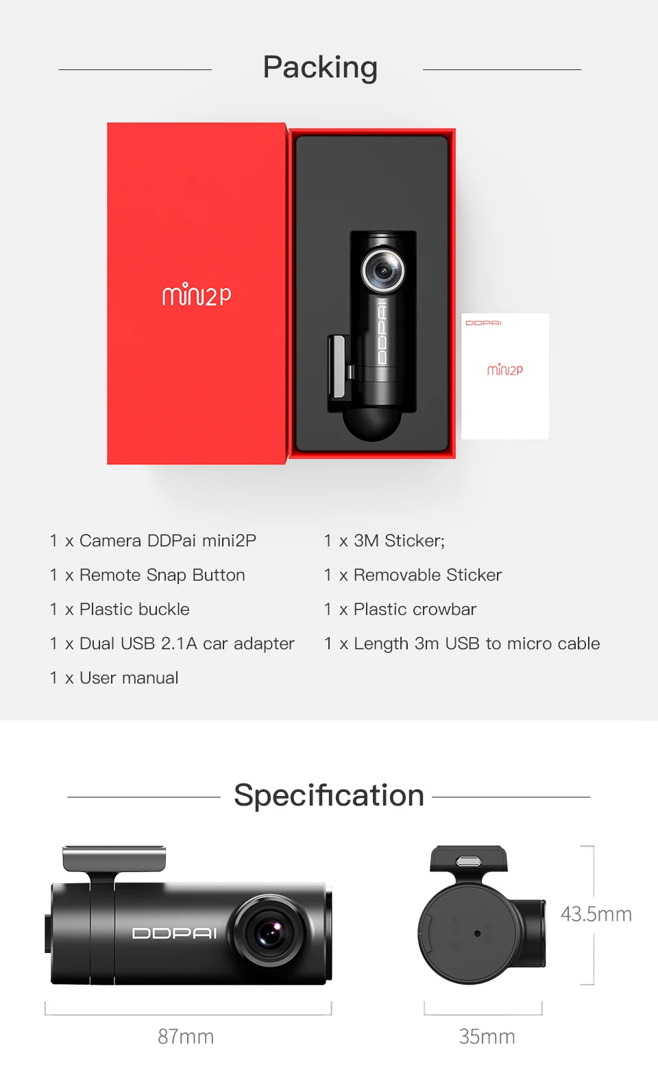 DDPai Mini2P Автомобильный видеорегистратор без искажений 2K Ultra HD 1440P Автомобильный видеорегистратор широкий динамический диапазон 140 ° широкоугольный объектив g-сенсор WiFi