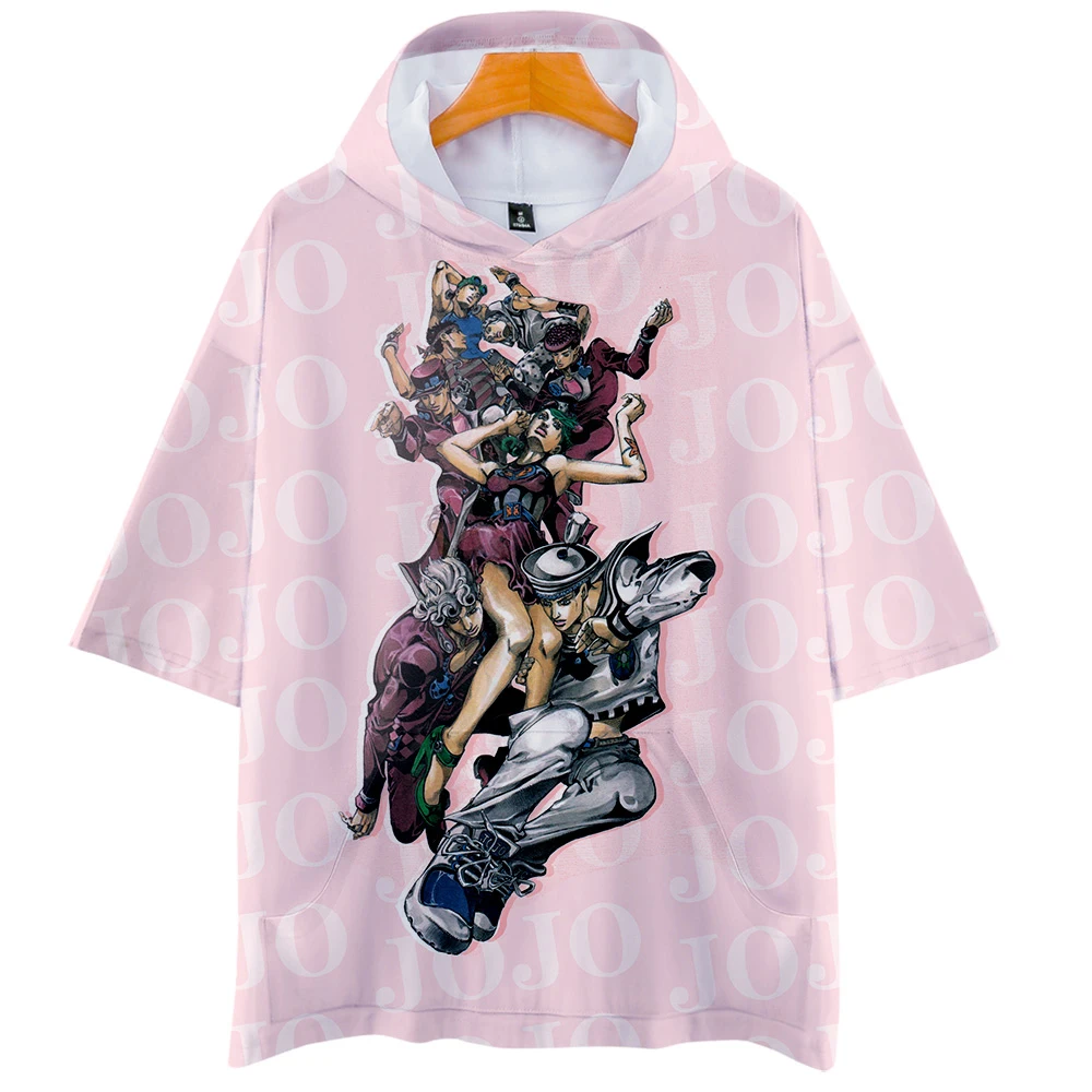 

Новая футболка JOJO с 3D капюшоном для мужчин и женщин, модная летняя Высококачественная футболка с 3D-принтом в стиле Харадзюку, для мальчиков ...