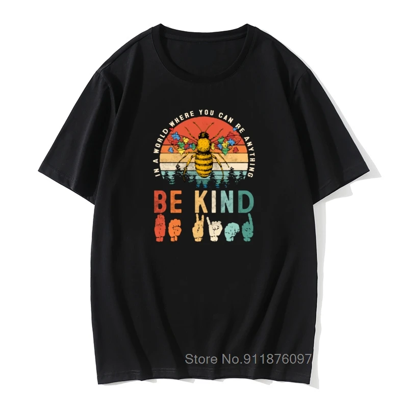 

In A World Where You Can Be Anything Be Kind Bee Autism Men Tops T Shirt Men Autismo Autistic Awareness Unisex Tshirt
