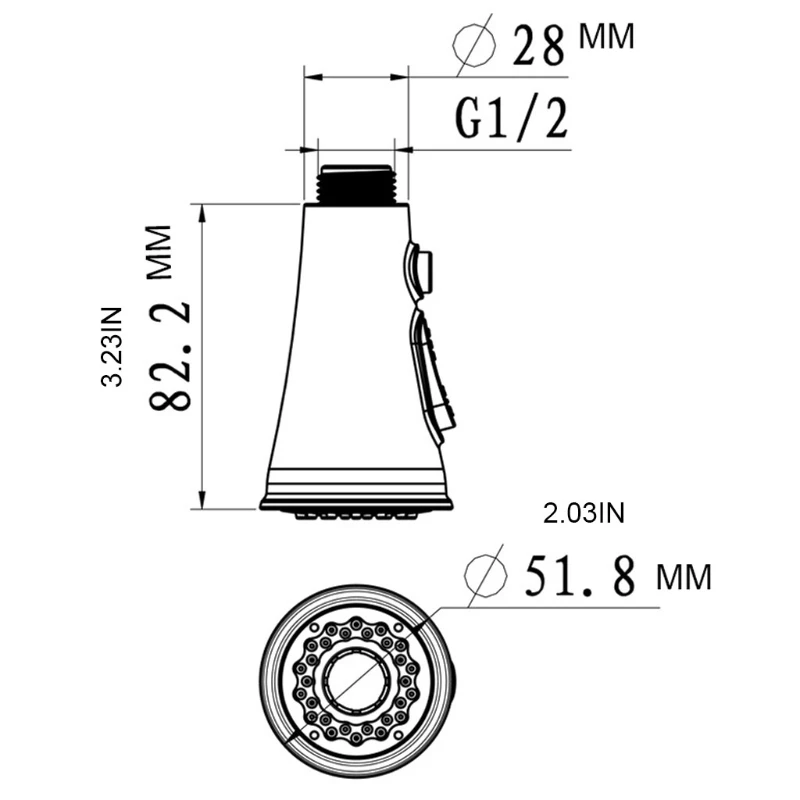 

Kitchen Sink Water Tap Pulling Head Parts Trumpet Shape Button Switch Suspended Water Conservation Nozzle