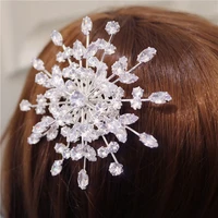 fashion exquisite flower zircon jewelry shiny crystal hair accessories sweet romantic womens hair comb jewelry wholesale retail