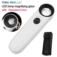 40x21mm led light handheld magnifier microscope loupe loupe jewelry loupe pcb boards repair tools batteries not included