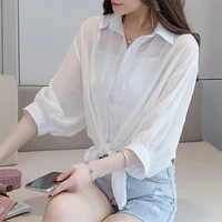 2021 summer suscreen clothes beach chiffon blouse women casual kimono cardigan air conditioning shirt coat korean fashion blusa