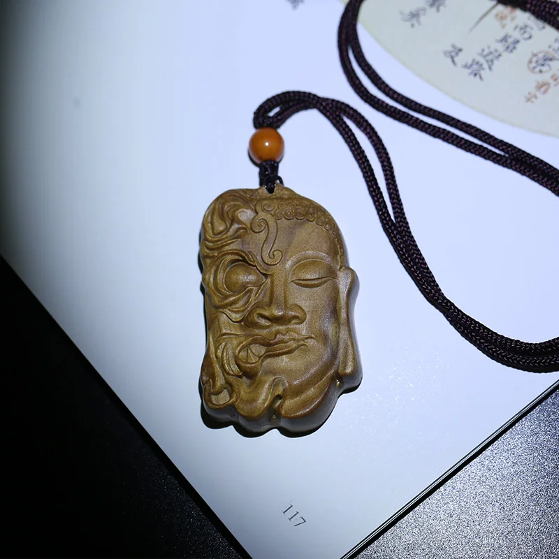 Мужской кулон из цельного дерева в виде дьявола и Будды|Статуи скульптуры| |