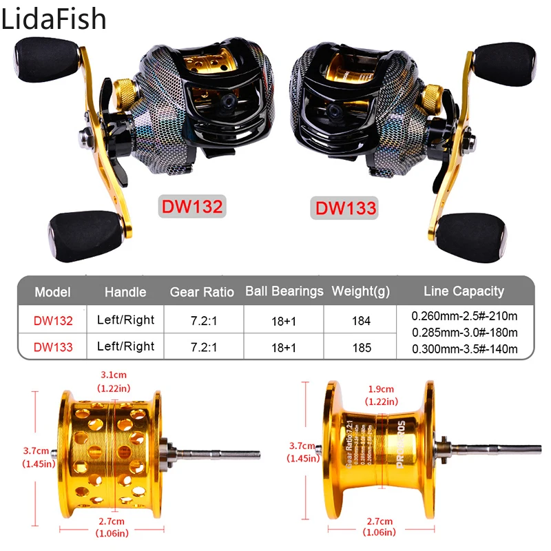 

10KG Max Drag Baitcasting Reel 17+1 Ball Bearings 7.2:1 High Speed Casting Fishing Carbon Fiber Fishing Wheel