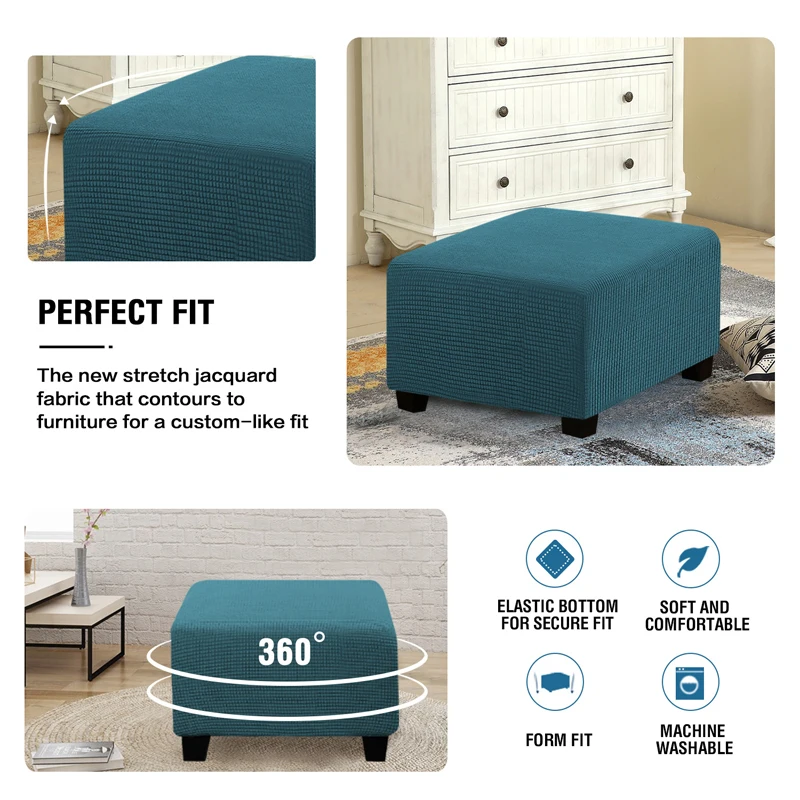 ottoman stool cover furniture protector covers jacquard elastic square footstool sofa slipcover chair covers free global shipping