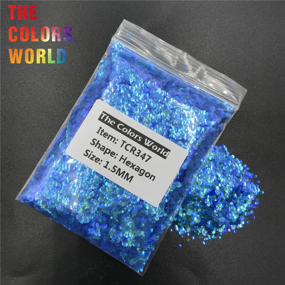 TCR347 переливчатая Радуга небесно-голубого цвета Шестигранная форма ногтей для УФ