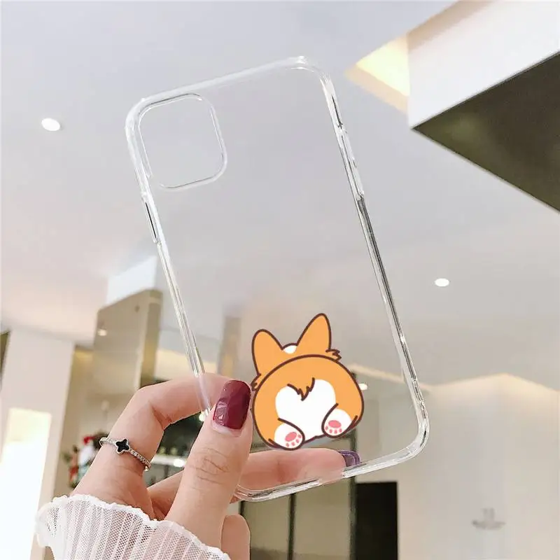 

Cute Corgi Butt Animal Puppy Phone Case Transparent for iPhone 6 7 8 11 12 s mini pro X XS XR MAX Plus SE cover funda