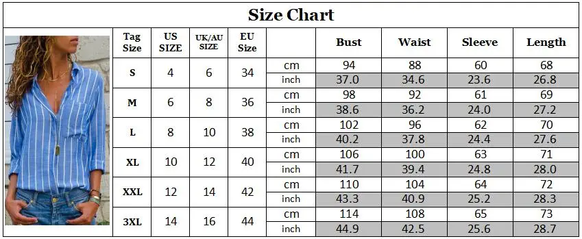 

Striped Blouse new Womens Tops And Blouses Spring 2019 Sleeves with Pocket Women Blusas Mujer Office Work OL Shirt Plus Size