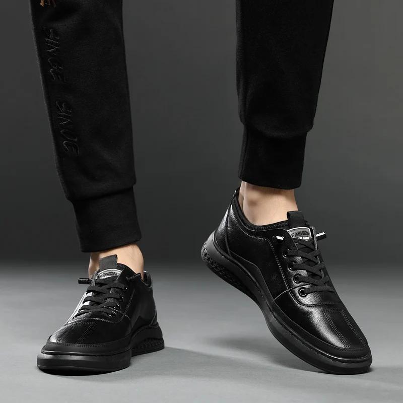 

Male Spring Autumn Sports Sneakers 2021 Men's Fashion Casual Shoes Student Microfiber Leather Flat Outdoor Walking Footwear