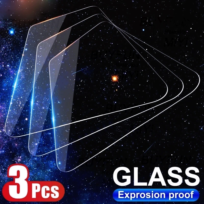

3Pieces HD Transparent Tempered Glass For iPhone 13 Pro Max/13Mini Screen Protector Film on For iPhone X XS XR 8 7 6 6S Plus