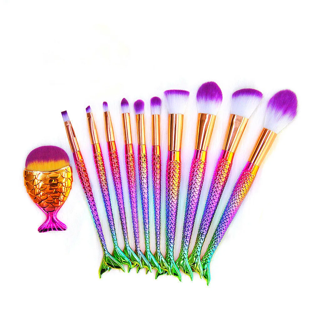 11 шт./компл. Кисть для макияжа глаз русалки кисть теней основа пудра Румяна