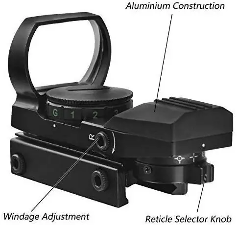 

Reflex Sight - Adjustable Reticle (4 Styles) Both Red and Green In One Sight! Rifle Scope Red Dot