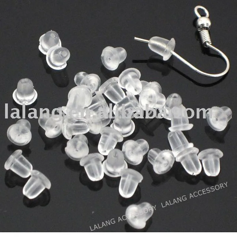 1000 шт./лот оптовая продажа модных прозрачных резиновых заглушек для сережек 5*5 мм
