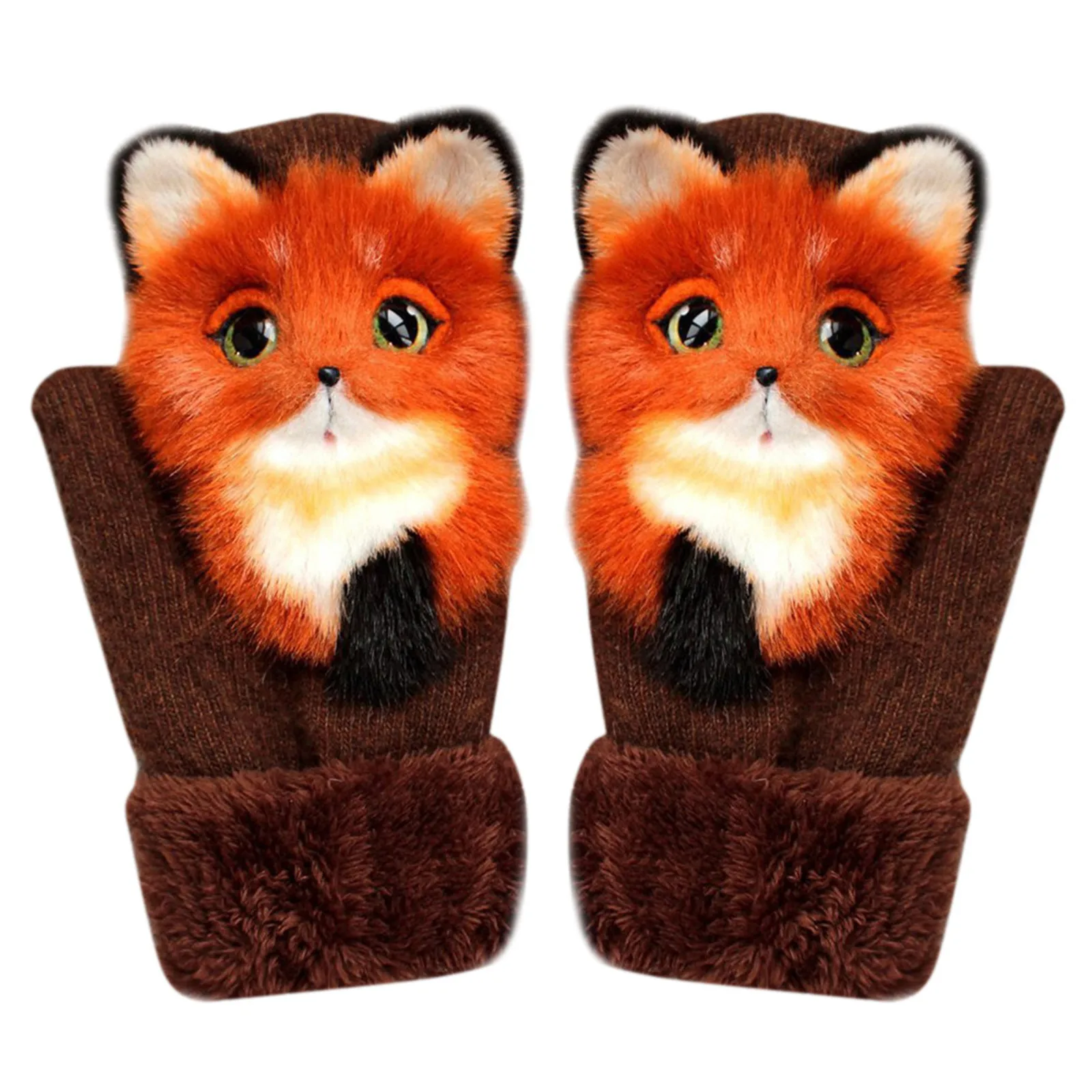 

2020 New Animal Pattern Gloves Autumn And Winter Warmth Plush Knitted Gloves For Women Hogard