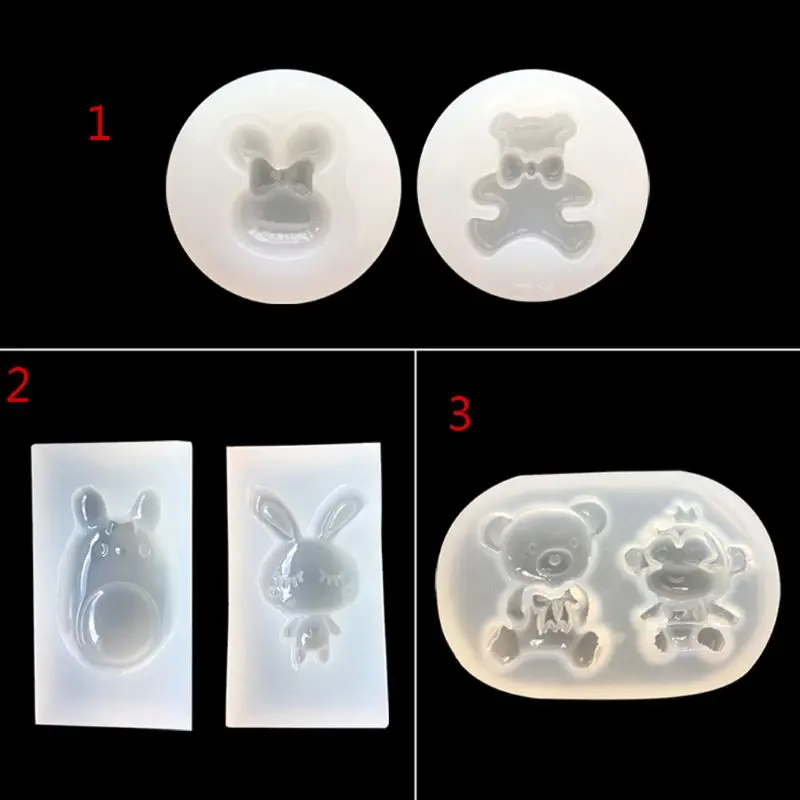 2Pcs Cartoon Bear and Rabbit Silicone Mold DIY Resin Jewelry Making Baking Decor  images - 6
