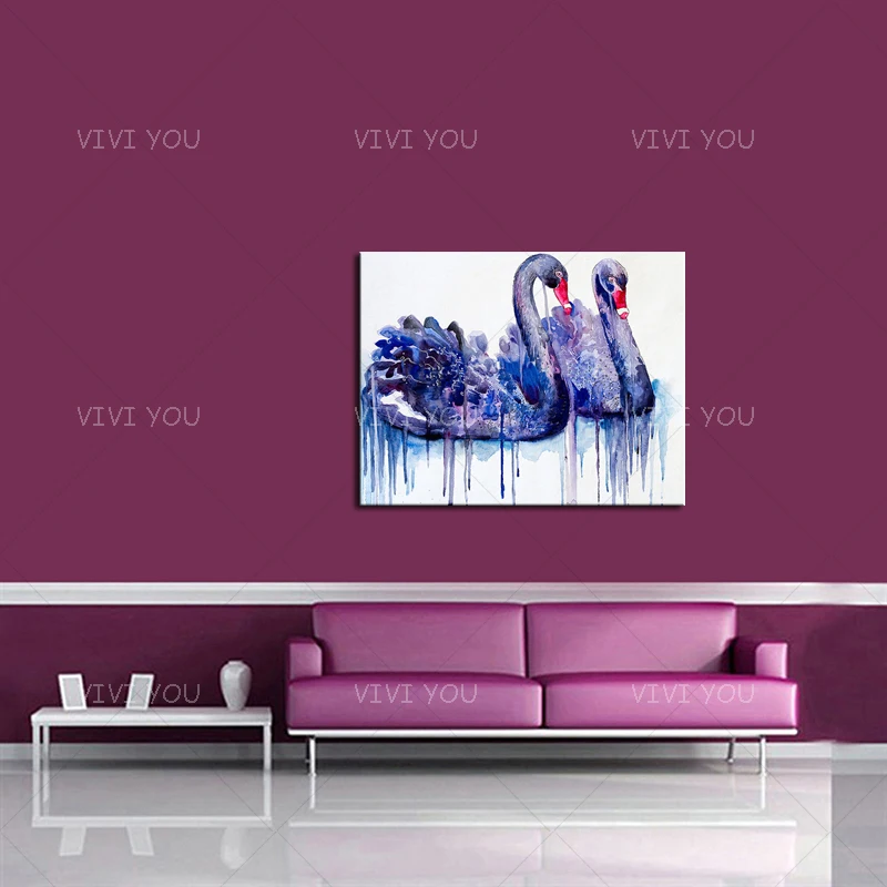 

Realism High Quality Cute Handsome SwanCouple Canvas Handmade Abstract Oil Painting Home Decor Oil Painted Artwork Best Gift
