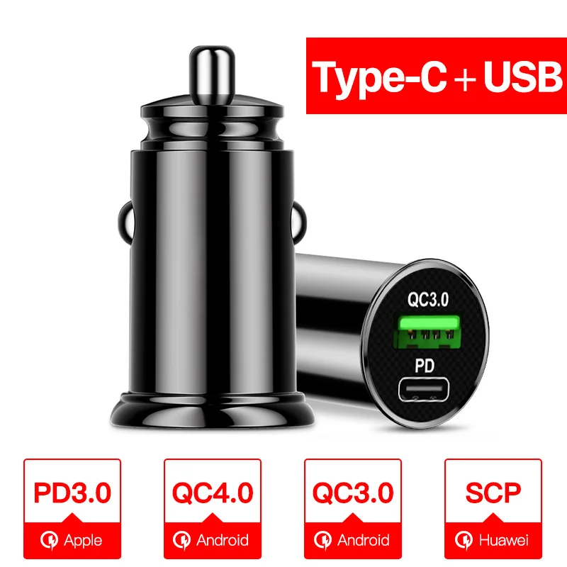 5A USB Car Charger Quick Charge 4.0 QC3.0 Type C Mobile Phone PD 18W Fast Charging Adapter For iPhone Huawei Xiaomi Samsung