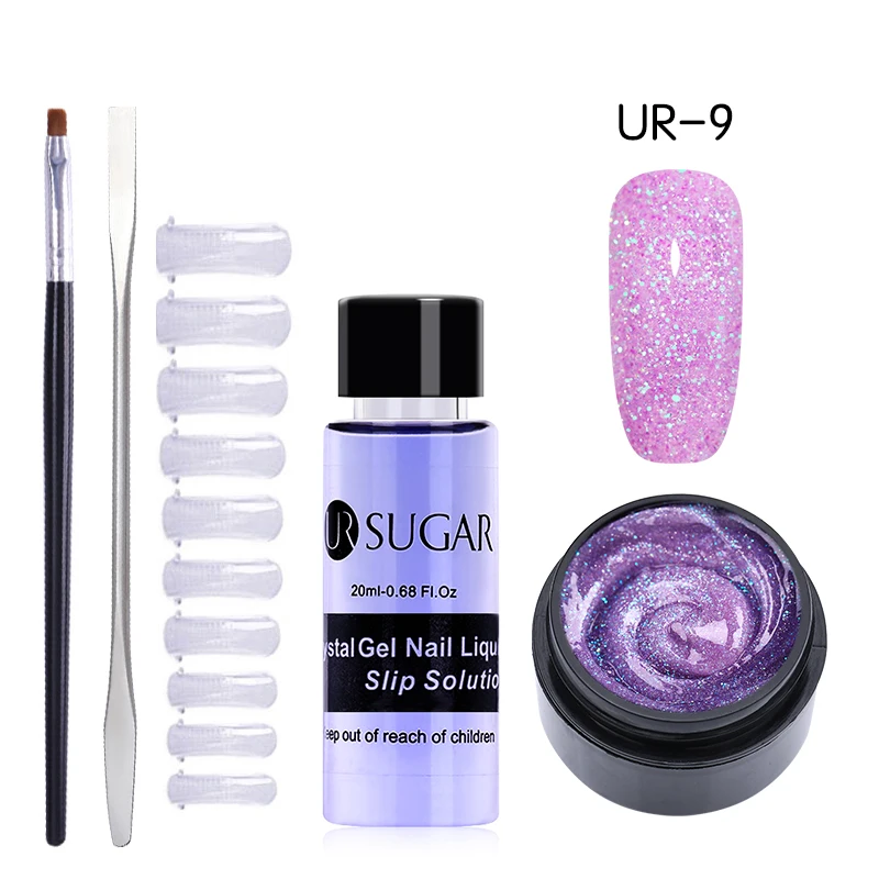 5Pcs set 9 UR SUGAR 15 мл Быстрый строительный поли гель продлевающий половой акт розовый блеск Замачивание от УФ СТРОИТЕЛЬ удлинение гель набор Типсы для маникюра палец расширение - Цвет: 5Pcs set 9