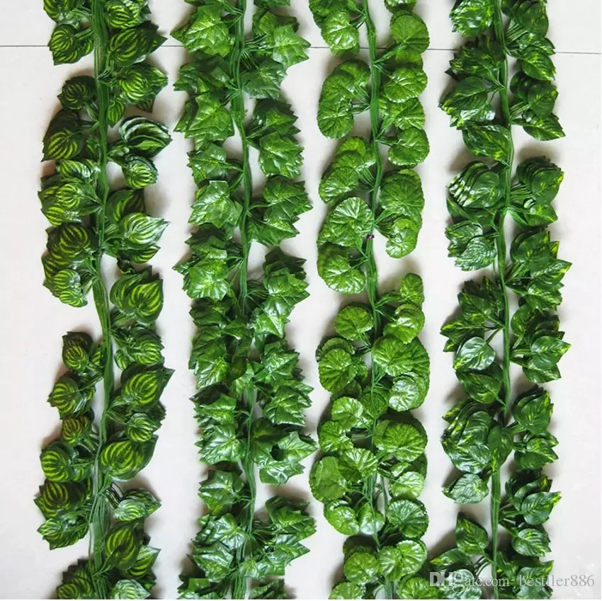 

2.1M 12Pcs Wired Ivy Leaves Garland Silk Artificial Vine Greenery For Wedding Home Office Decoratiove Wreaths 2017 New Style