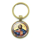 Винтажные Бронзовые Брелоки TAFREE с изображением Иисуса, 25 мм, круглая, с изображением нашей дамы Гуадалупе, стеклянный брелок для ключей, женский и мужской держатель