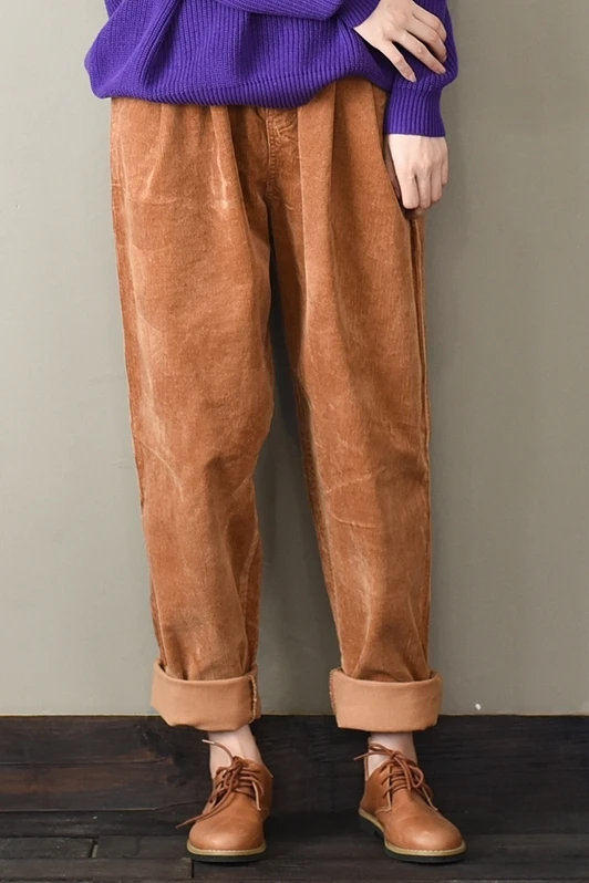 Брюки женские вельветовые повседневные с широкими штанинами мешковатые уличные