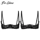 Для женщин Прозрачная с прозрачным кружевом открытое кружевное белье Экзотические регулируемый плечевой ремень для ночного клуба открытые чашечки бюстгальтера бюстгальтер Пуш Ап на косточках Топы