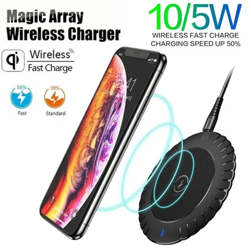 10 Вт Беспроводное зарядное устройство для iPhone X XS Max XR 8 Plus портативное Быстрое