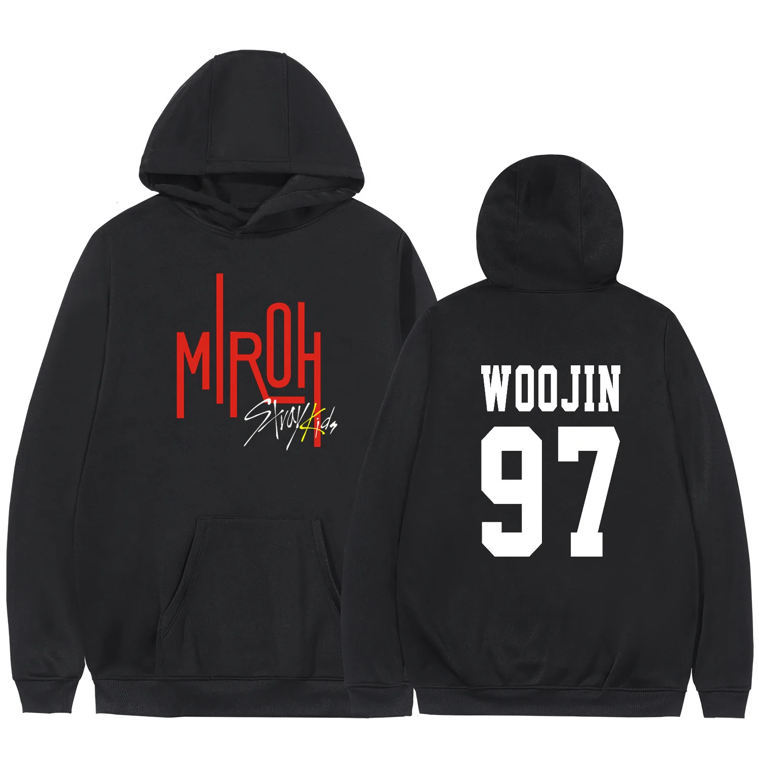 Kpop StrayKids новый альбом MIROH толстовка с карманом круглым вырезом Теплая Флисовая