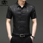 Рубашка мужская с коротким рукавом, модная повседневная с принтом, приталенная, C769, на лето