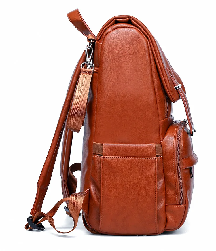 

2020 Multifunctional Baby Diaper Nappy Mummy Leather Backpack Large Capacity Maternity Travel Bag with Changing Bag Stroller Str