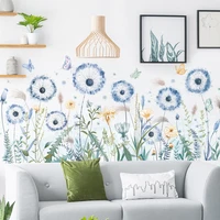 zerolife dandelion flowers wall stickers green plant leaves waterproof for home bedroom background decoration pvc decal mural