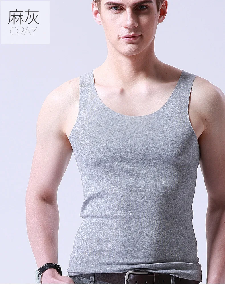 Жилет Мужской Шелковый без следов приталенный облегающий Топ рукавов с