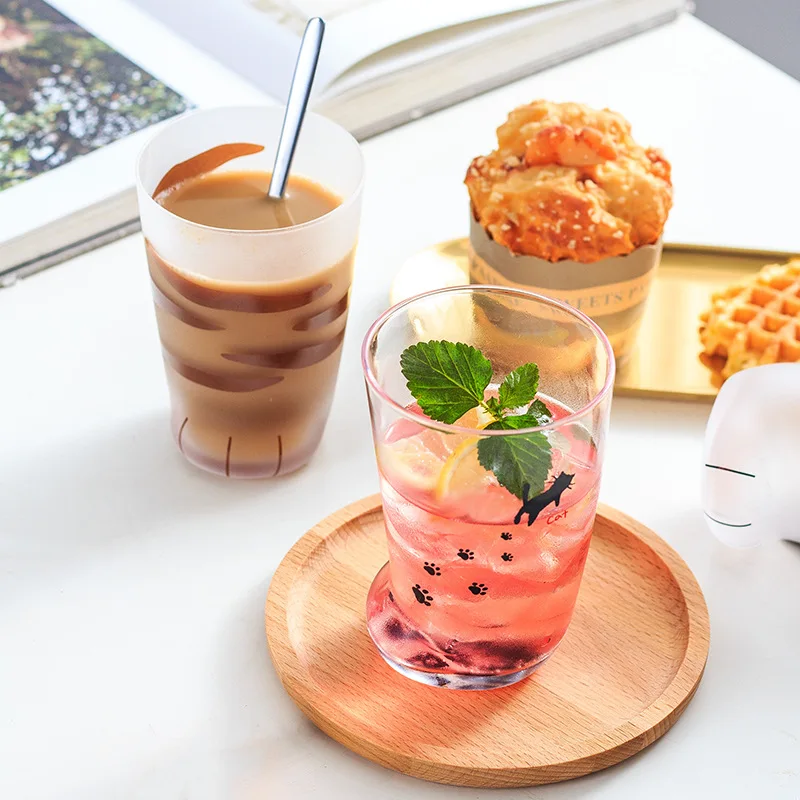 Термоустойчивая стеклянная чашка для пива с изображением кошачьей лапы, матовая офисная чашка для чая, креативная кофейная молочная кружка, милая питьевая бутылка для воды, посуда для напитков "Тигровые лапы".